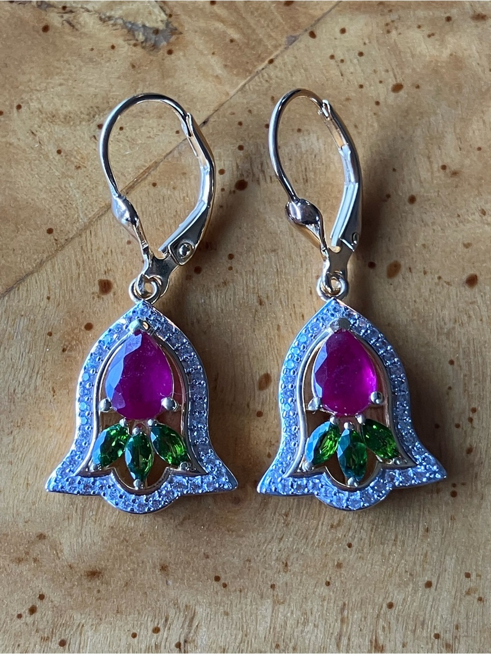 Niassa Ruby Chrome Diopside Dangle Earrings